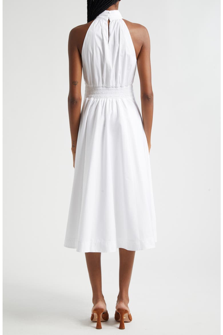 Kinny Smocked Cotton Blend Midi Dress, Alternate, color, WHITE