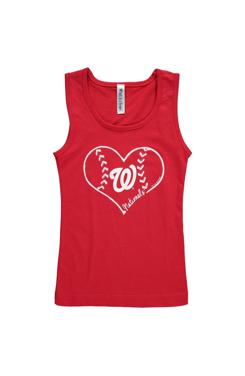 SOFT AS A GRAPE Girls Youth Soft as a Grape Red Washington Nationals Cotton Tank Top, Main, color, 