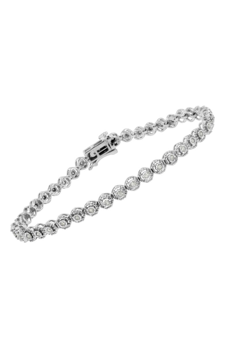 Haus of Brilliance Silver 1/2 Cttw Diamond Bezel Design Link Bracelet, Alternate, color, White