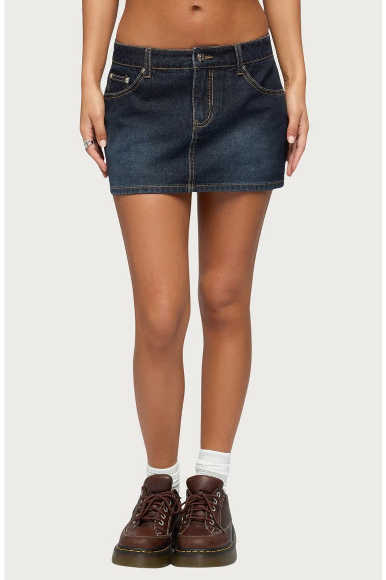 Chiara Denim Miniskirt, Main, color, DARK-BLUE-WASHED