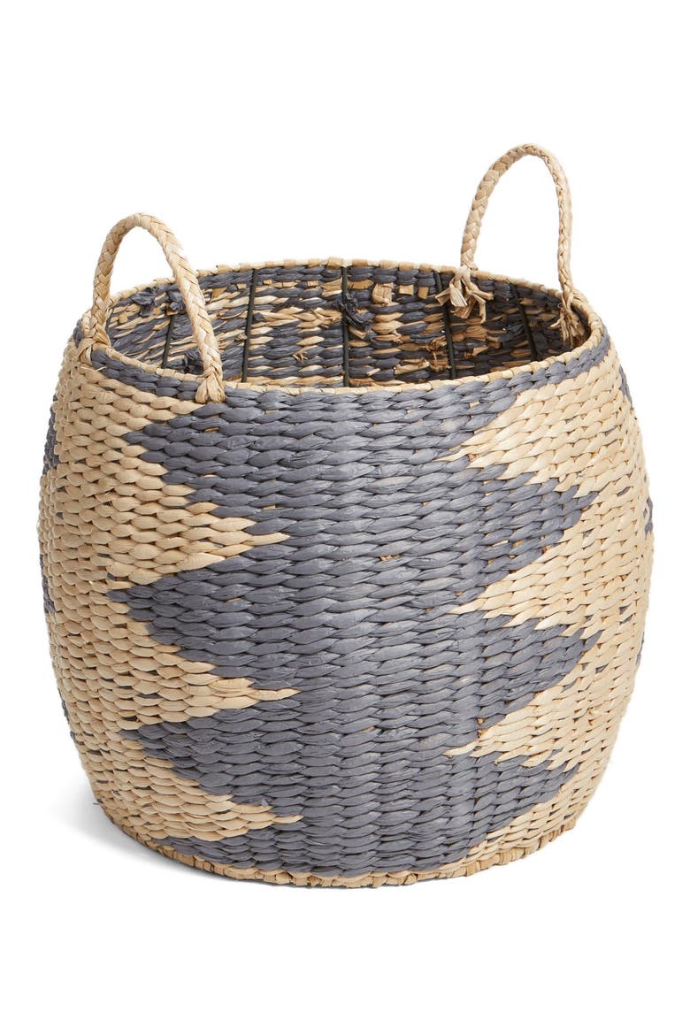 Chevron Woven Basket, Main, color, GREY/ NATURAL
