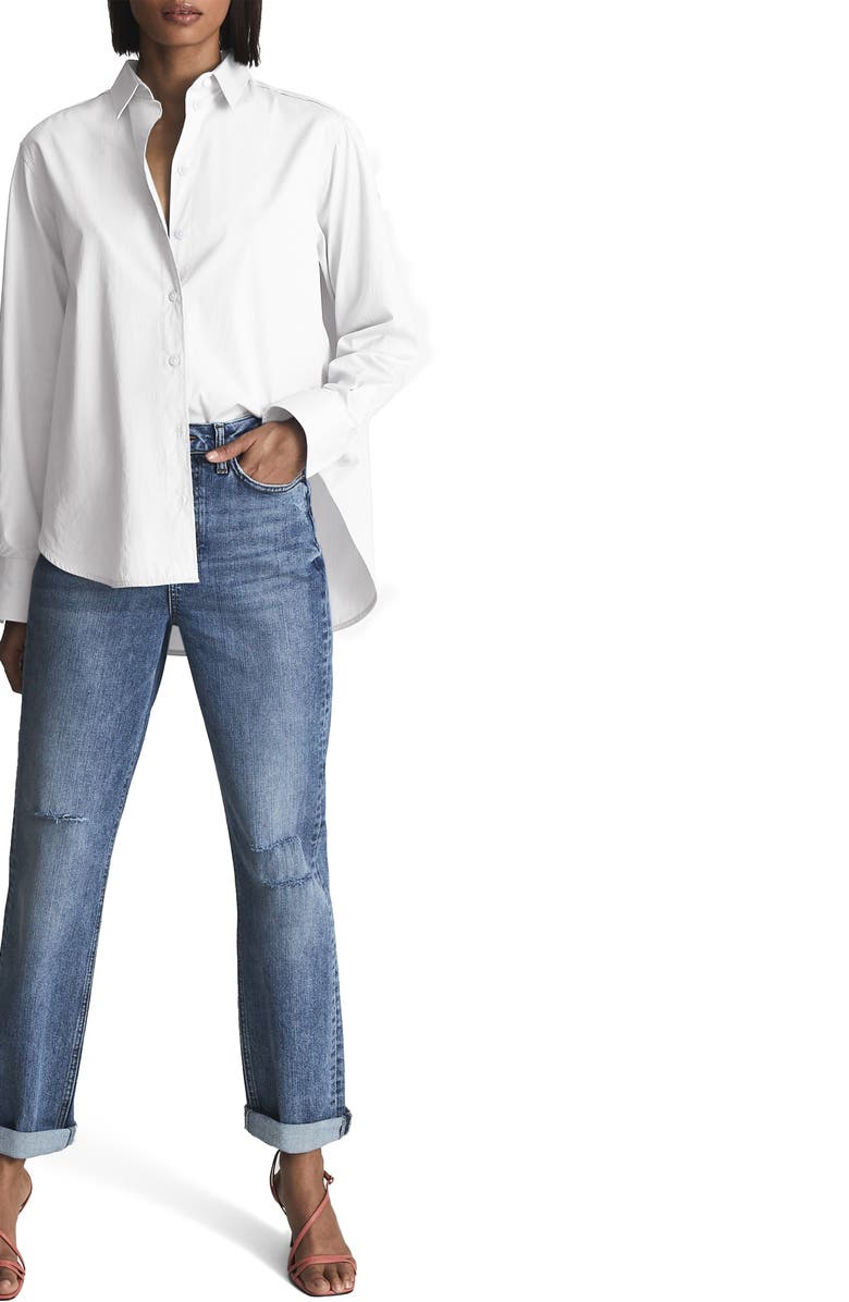 Reiss Jenny Oversize Cotton Button-Up Shirt, Alternate, color, 