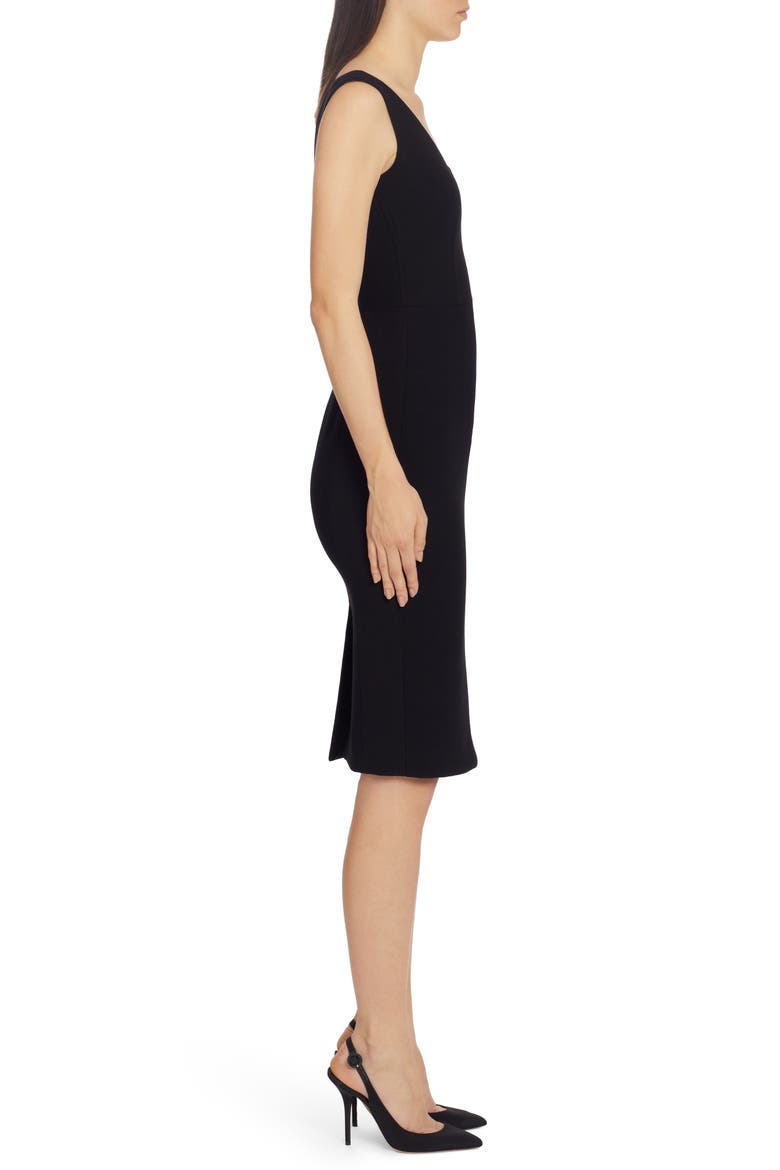 Square Neck Wool Crepe Sheath Dress, Alternate, color, BLACK