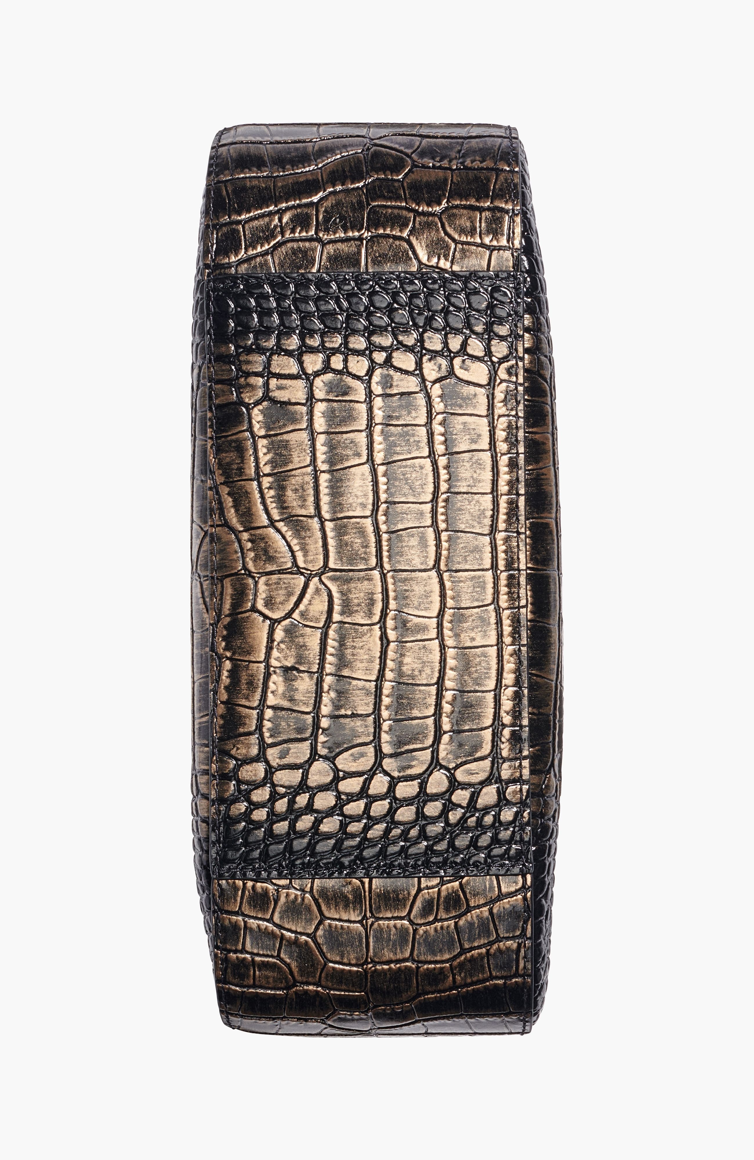 Quogue Shoulder Bag, Alternate, color, Black/Gold Crocodile