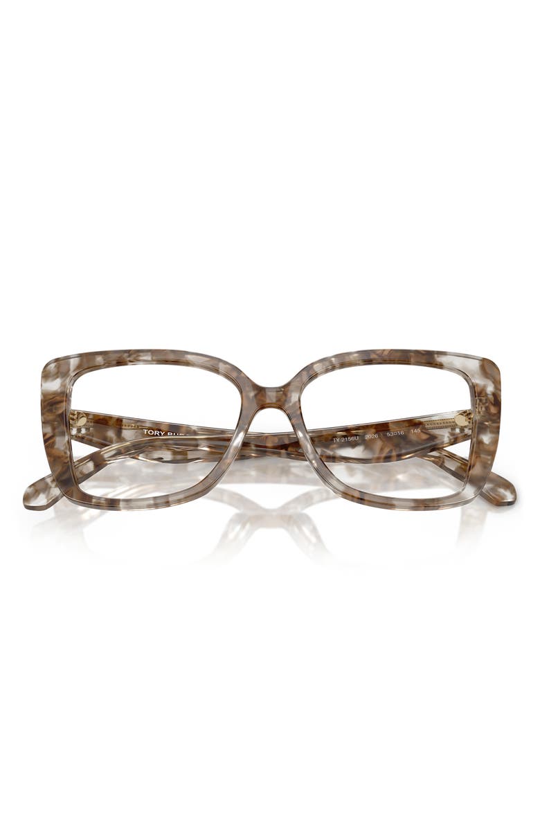 Tory Burch 53mm Square Optical Glasses, Alternate, color, Brown Tortoise