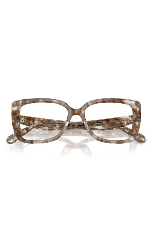 Tory Burch 53mm Square Optical Glasses In Brown Tortoise