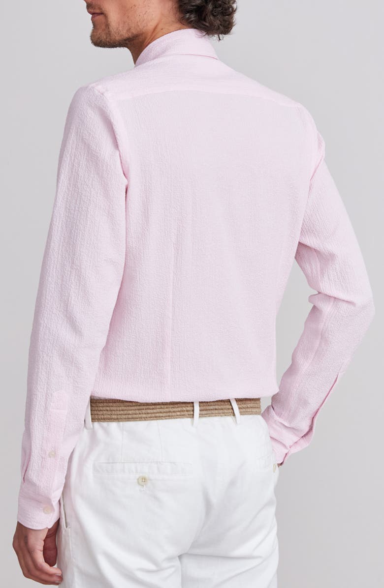 Emanuel Berg Textured Sartorial Stripe Stretch Cotton Dress Shirt, Alternate, color, Light Pastel Pink