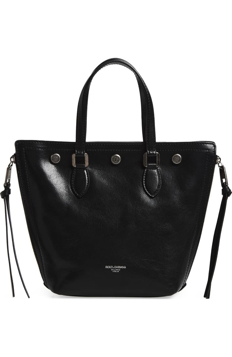 Dolce&Gabbana Leather Shopper, Main, color, Black