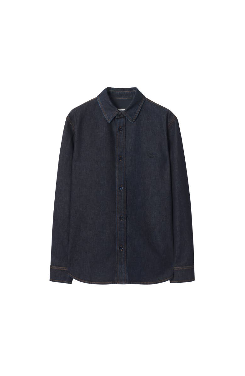 Burberry Relaxed Fit Denim Shirt, Alternate, color, Dark Indigo