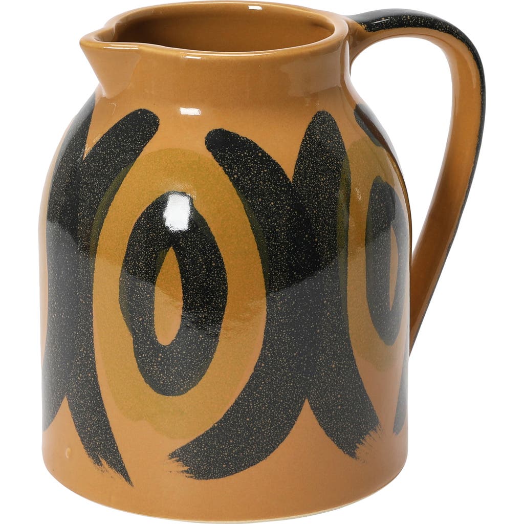 Storied Home Bloomingville Decorative Hand Painted Stoneware Pitcher, Brown And Black In Brown