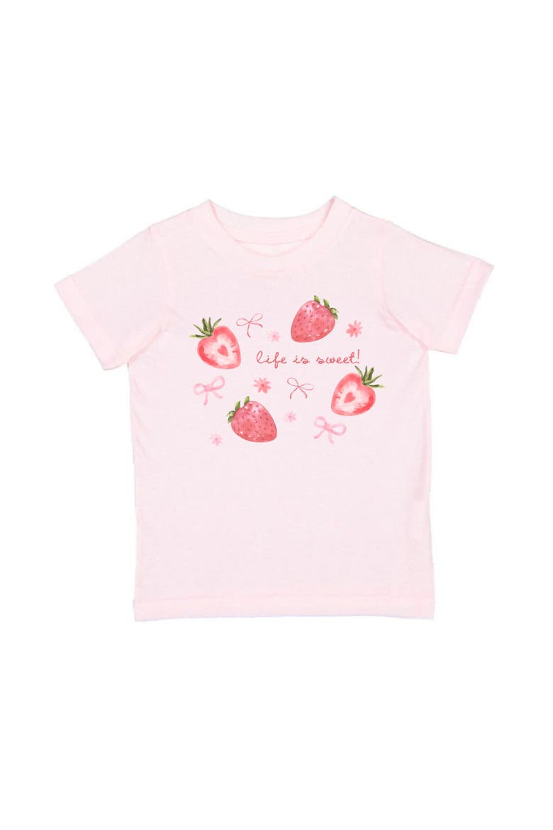 Life Is Sweet Strawberry Short Sleeve T-Shirt, Main, color, Ballet Pink
