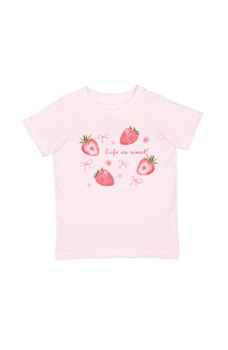 Sweet Wink Life Is Sweet Strawberry Short Sleeve T-Shirt, Main, color, Ballet Pink