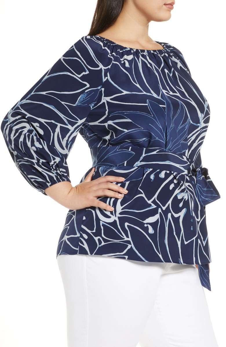 Lafayette 148 New York Carson Belted Silk Blouse, Alternate, color,