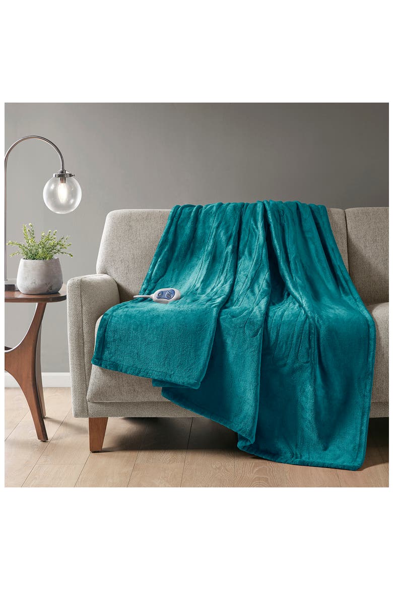 Plush Heated Throw Blanket - 70" x 60", Alternate, color, TEAL