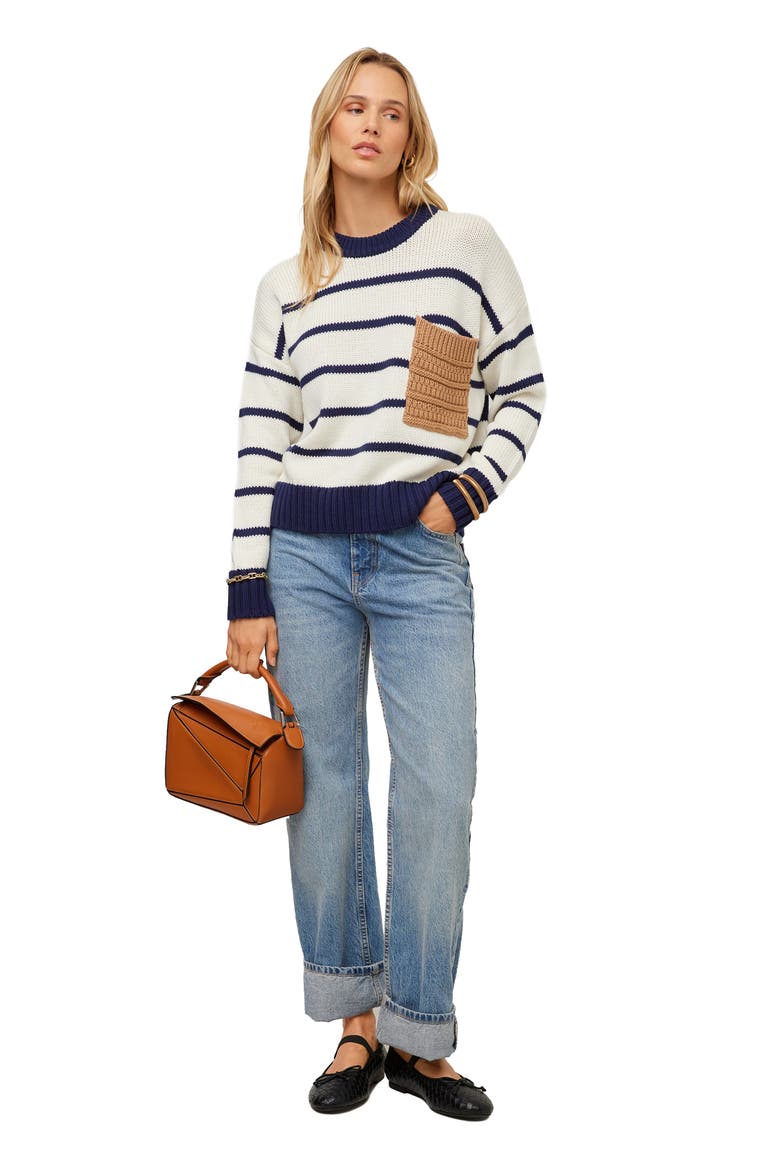 Lucia Crewneck Striped Sweater, Alternate, color, MULTI