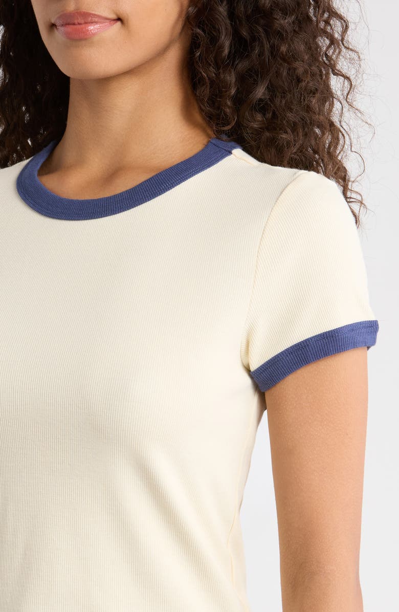 Marine Layer Lexi Rib Ringer T-Shirt, Alternate, color, Cream And Bay Blue