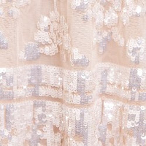 Needle & Thread Aurora Long Sleeve Round Neck Gown In White