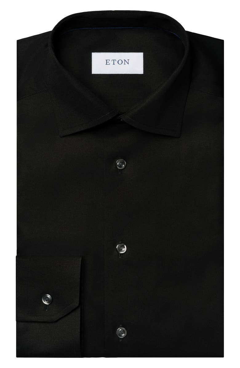 Eton Slim Fit Cotton Twill Dress Shirt, Alternate, color, Black