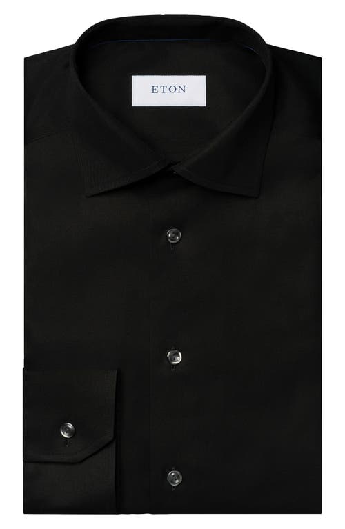 Eton Slim Fit Cotton Twill Dress Shirt In Black