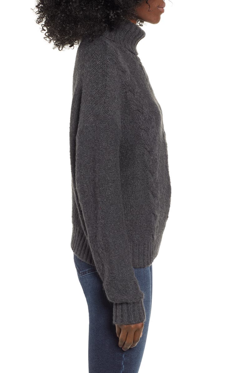 BP. Cozy Cable Knit Turtleneck Sweater, Alternate, color, 