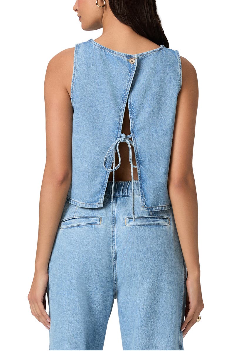PAIGE Zola Back Tie Crop Denim Top, Alternate, color, Revolution