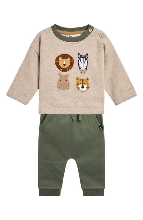 Safari Appliqué Long Sleeve Top & Joggers Set (Baby)
