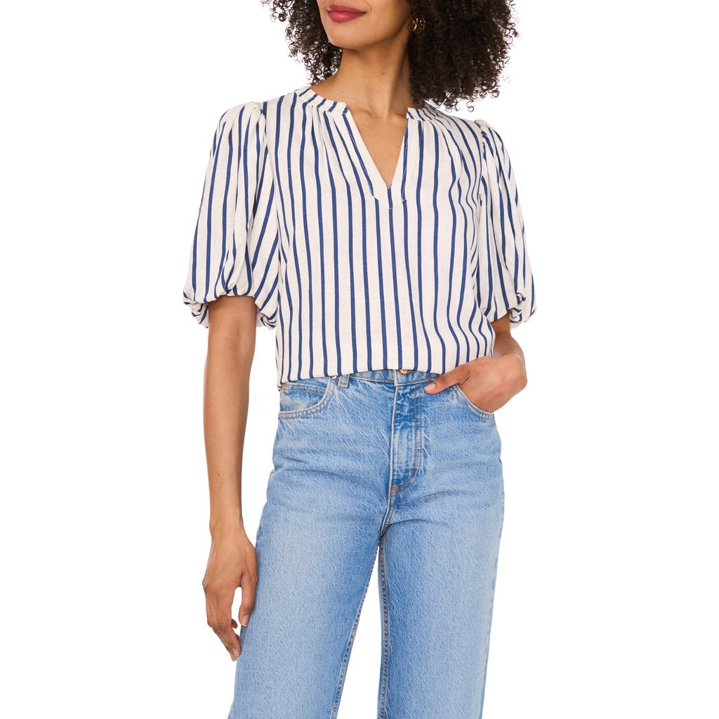VINCE CAMUTO VINCE CAMUTO STRIPE PUFF SLEEVE TOP