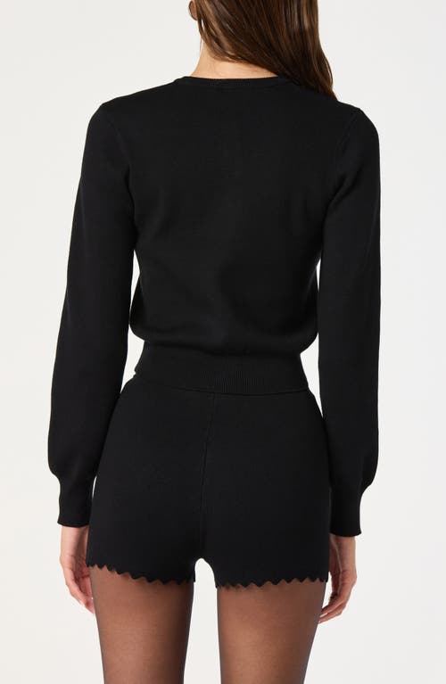 Astr The Label Scalloped Placket Crop Cardigan In Black