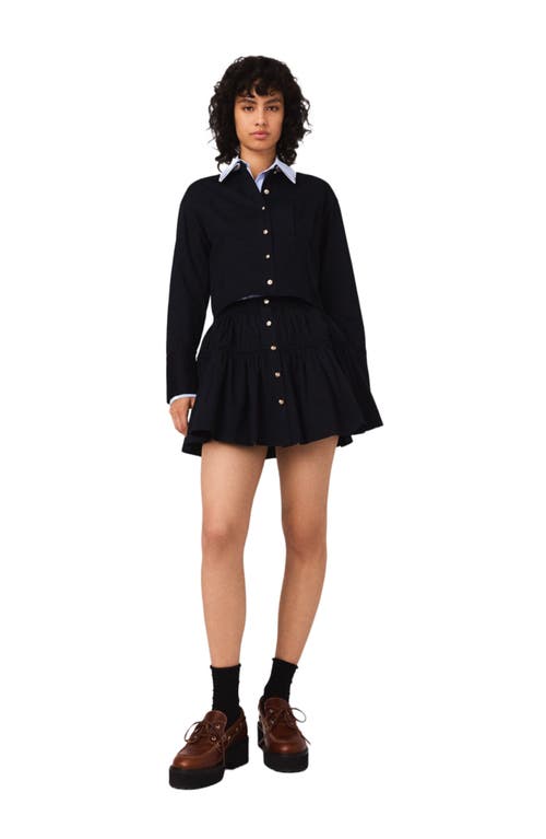 Maje Mini Elasticated Waist Skirt In Black