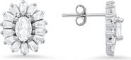 Queen Jewels Sterling Silver CZ Halo Stud Earrings