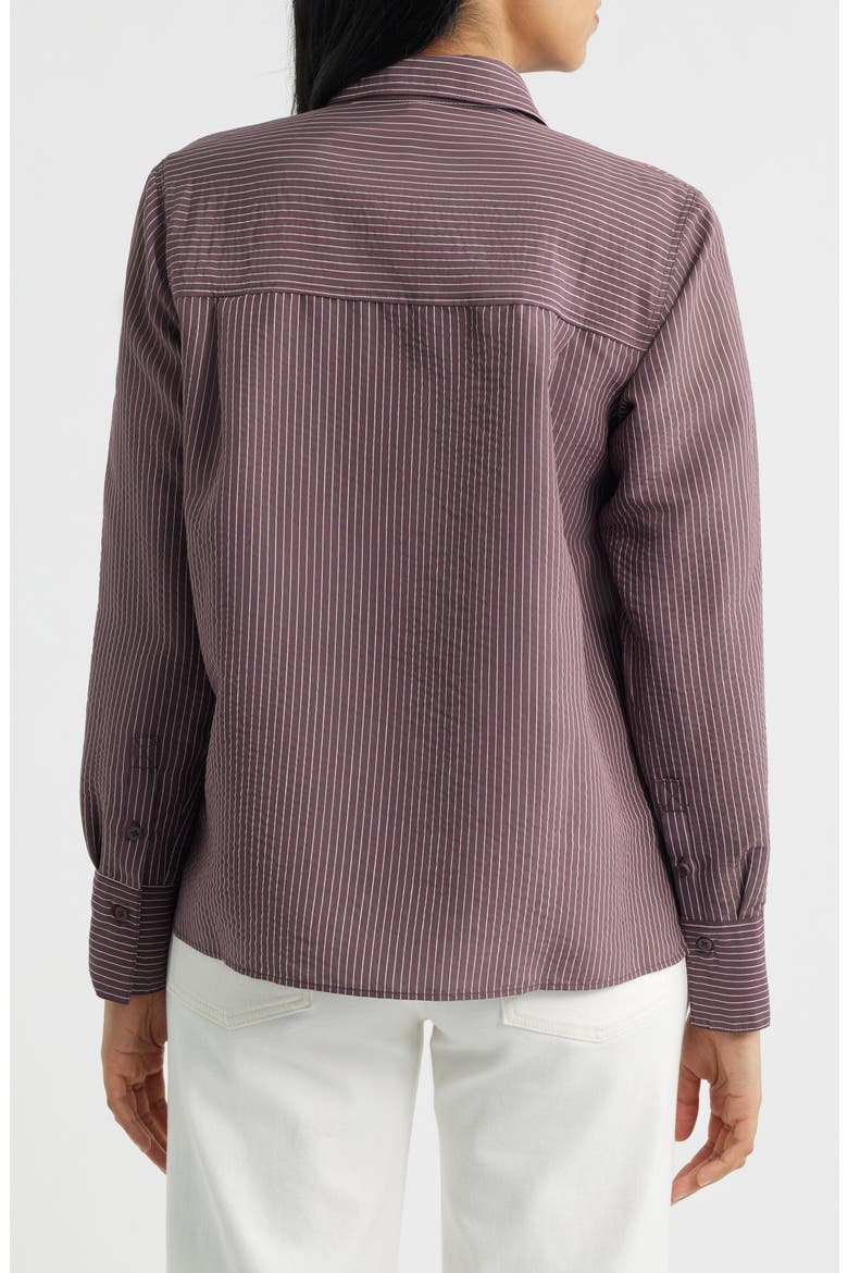Pinstripe Button-Up Shirt, Alternate, color, HUCKLEBERRY STRIPE
