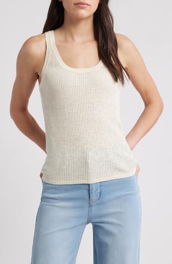 Faherty Miramar Linen & Organic Cotton Sweater Tank In Sand