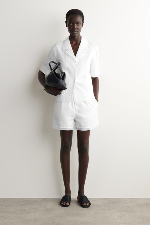 Lace-trimmed Cotton Shorts