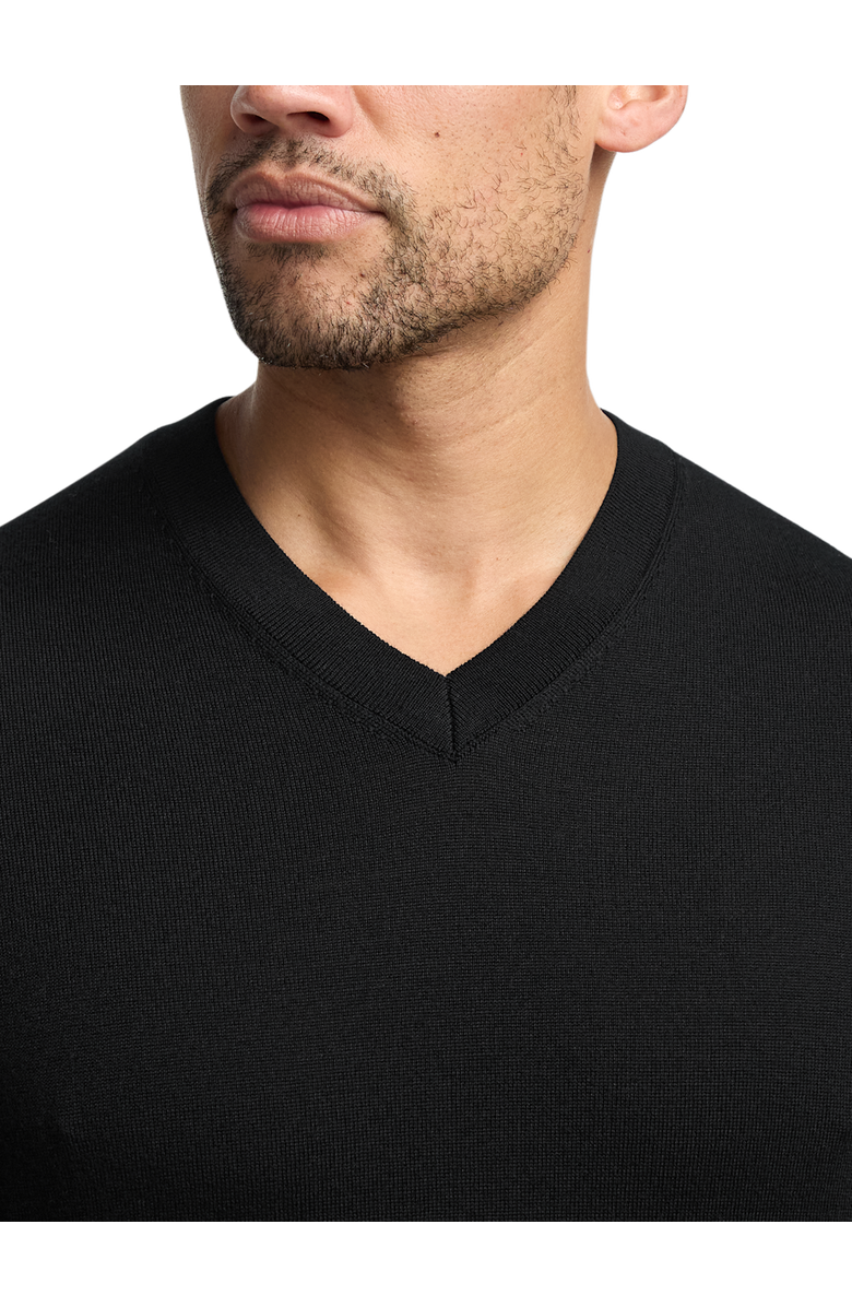 Paul Fredrick Washable Merino Wool V-neck Sweater, Alternate, color, Black