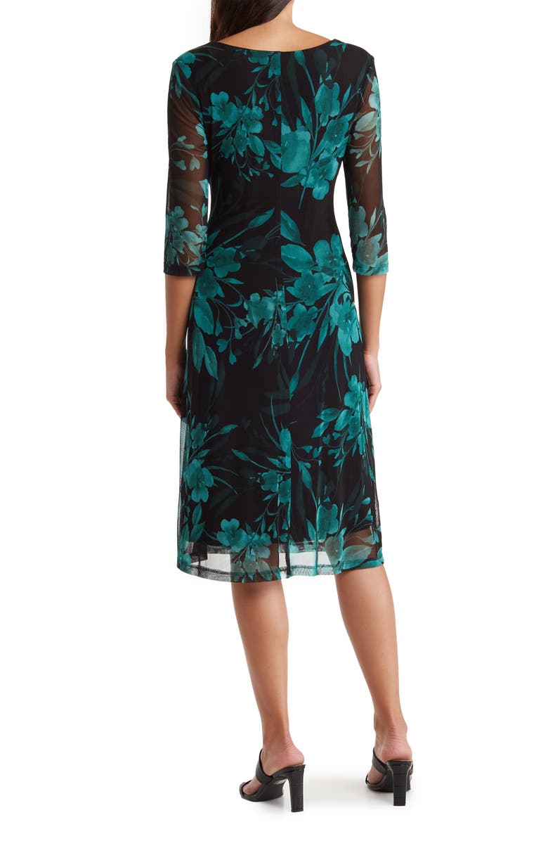 Connected Apparel Floral Cowl Neck Mesh Dress, Alternate, color, 