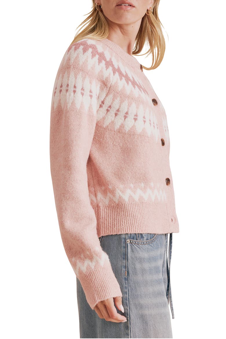 Fina Fair Isle Cardigan, Alternate, color, PINK MOUSSE