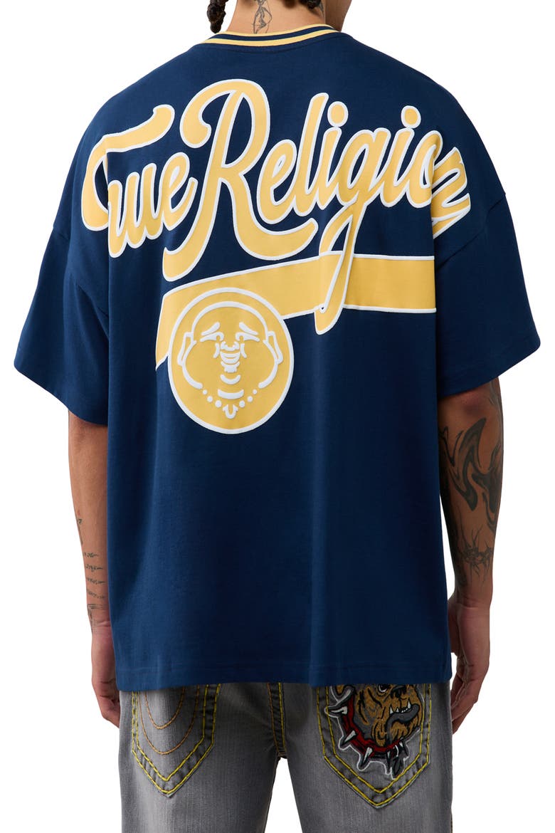 Script Heavy Oversized T-shirt, Alternate, color, DRESS BLUE