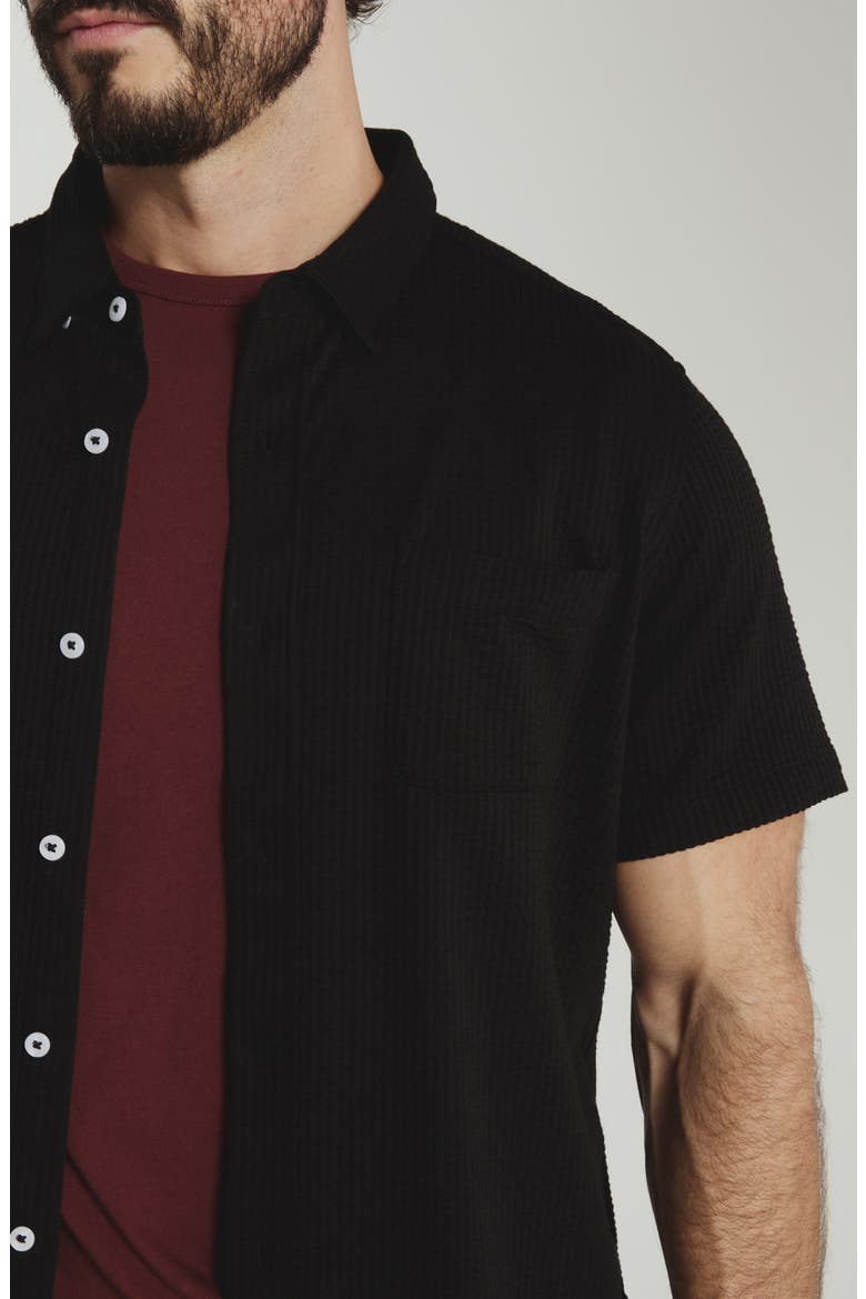 Bennet Stripe Seersucker Short Sleeve Button-Up Shirt, Alternate, color, BLACK