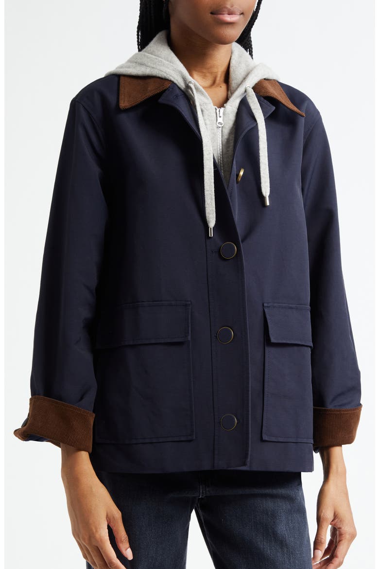 Arlen Corduroy Trim Dickey Jacket, Alternate, color, NAVY