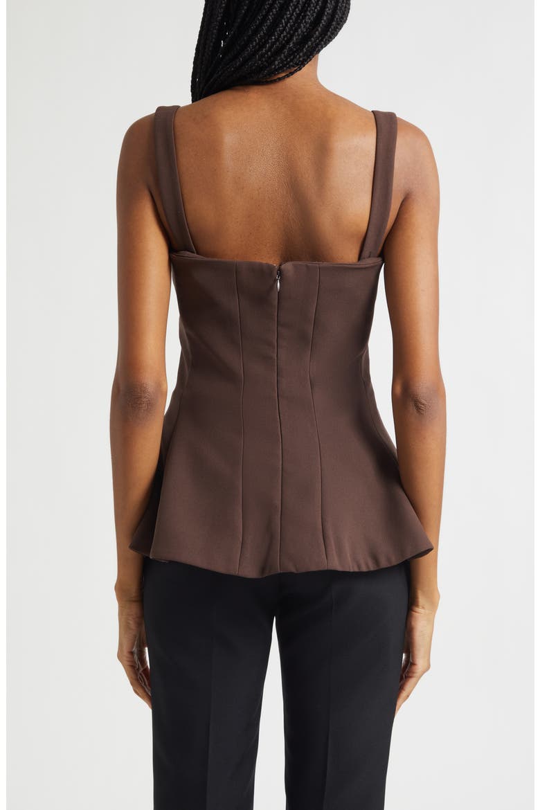 Structured Sleeveless Peplum Top, Alternate, color, COCOA