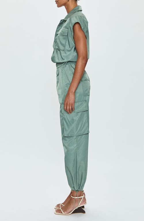 Pistola Jade Smocked Waist Utility Jumpsuit In Green