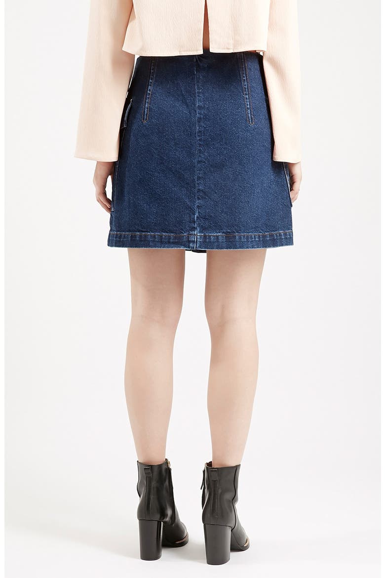 Button Front Denim Skirt, Alternate, color, INDIGO