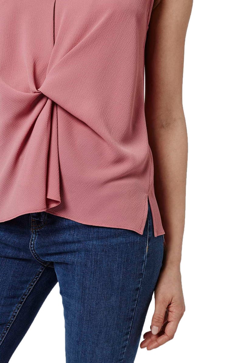 Topshop Tucked Sleeveless Blouse, Alternate, color, Pink