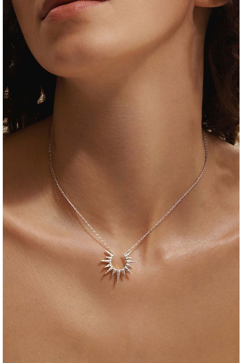 Incandescent Glow Silver Starburst Necklace, Alternate, color, Silver