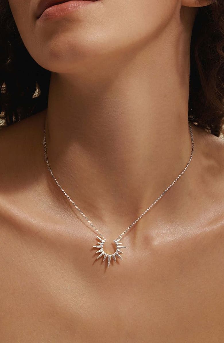 Satya Jewelry Incandescent Glow Silver Starburst Necklace, Alternate, color, Silver