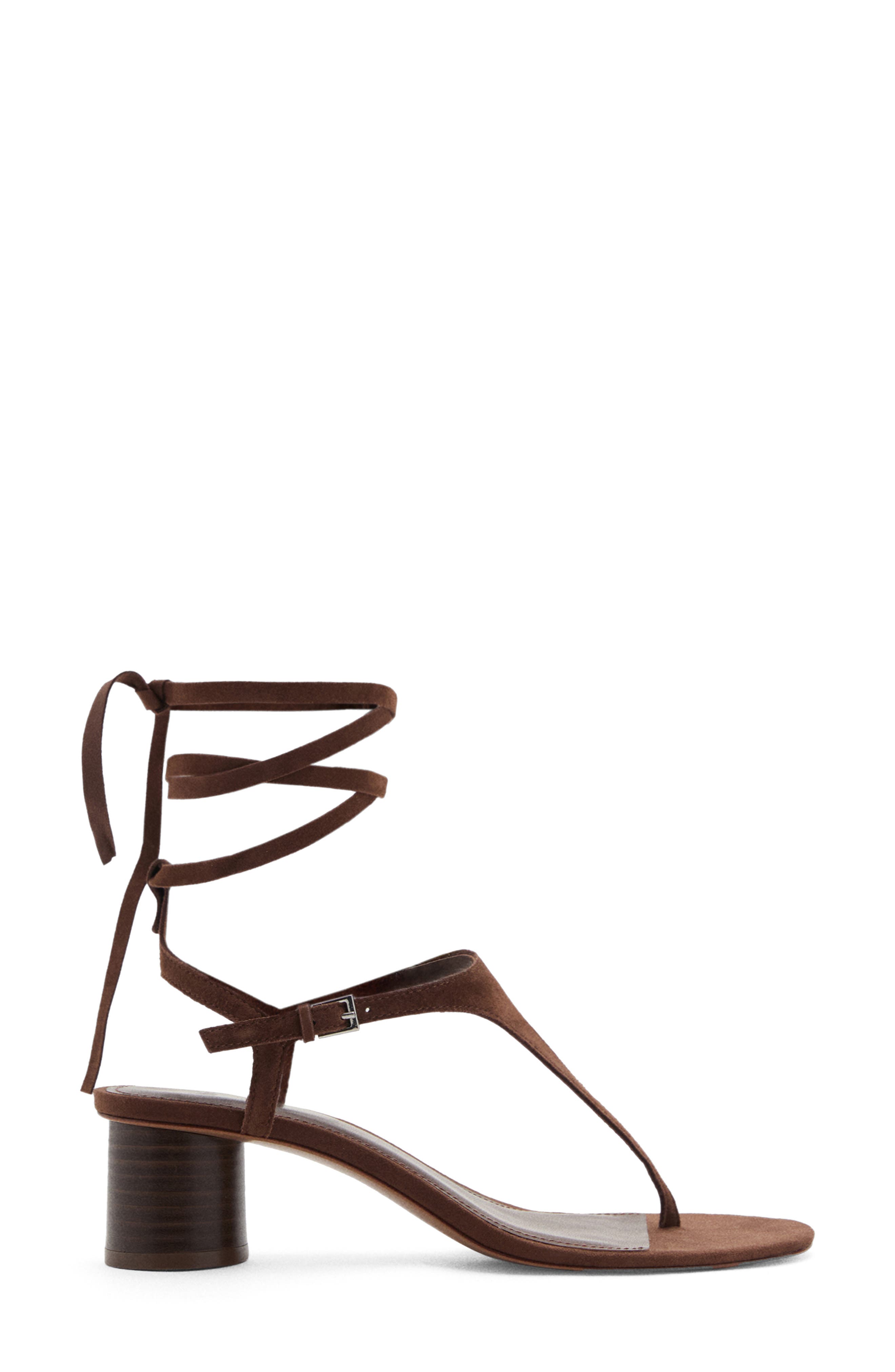 MANGO Ankle Wrap Sandal, Alternate, color, Chocolate