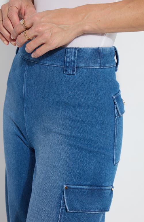 Lyssé Erin West High Waist Crop Wide Leg Utility Pants In Mid Wash