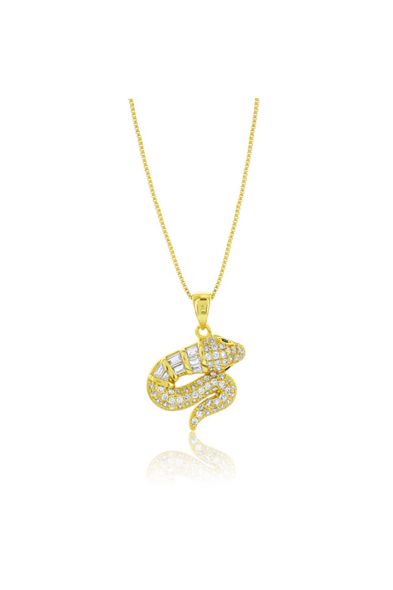 Sterling Silver Crystal Cobra Necklace, Main, color, Gold