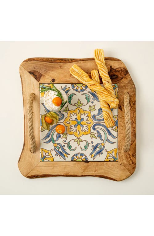 Tunisian Small Bites Serving Tray by Kamsah in Light Brown /White  product