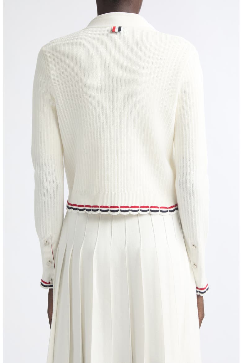 Pointelle Rib Stitch Cardigan, Alternate, color, WHITE